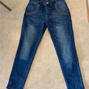 Vocal Dark Blue Studded Skinny Jeans